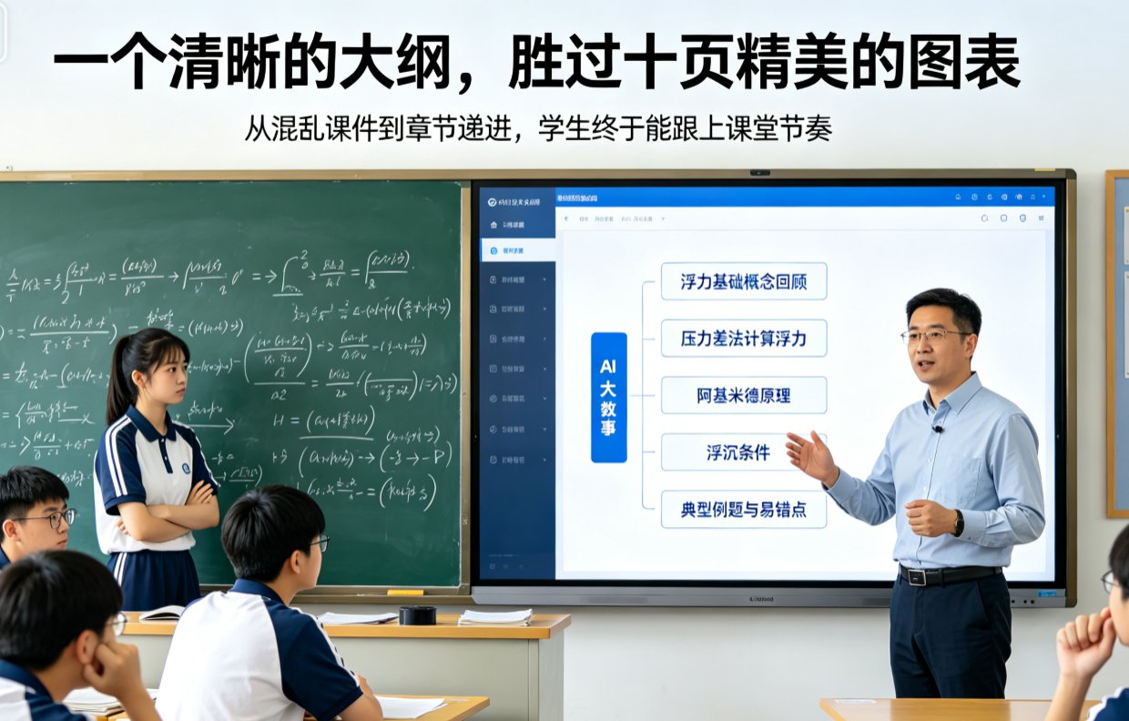 教师课件结构混乱怎么办？课件帮AI大纲助手一键梳理逻辑，学生秒懂