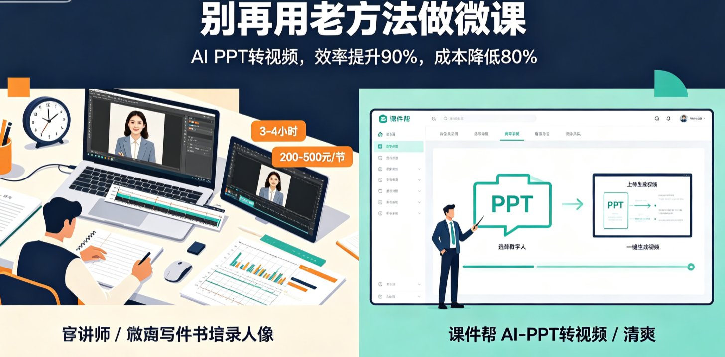 2026教培机构降本增效新利器：课件帮AI PPT转视频如何实现效率提升90%？
