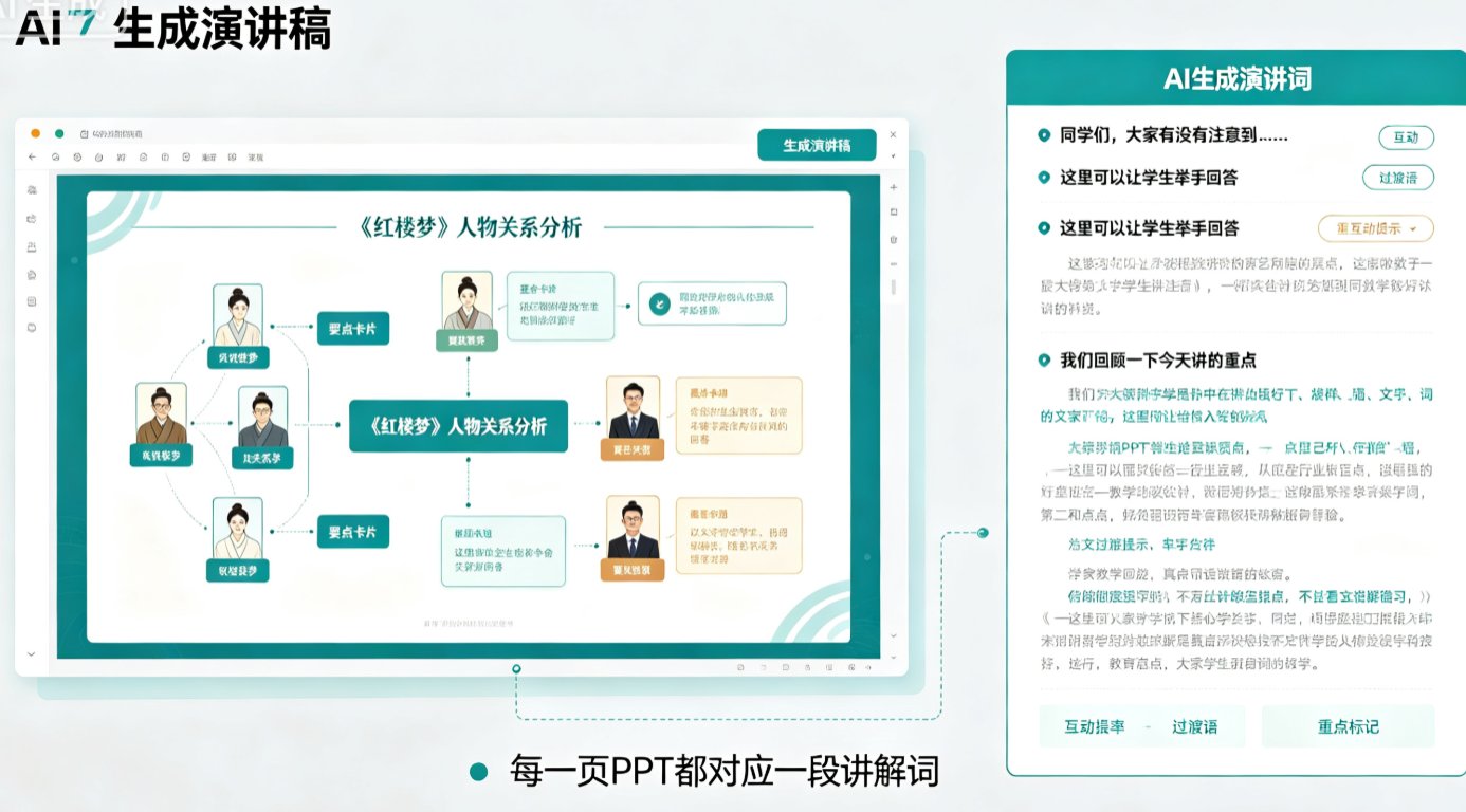 课件帮AI生成PPT的界面,显示大纲编辑和模板选择
