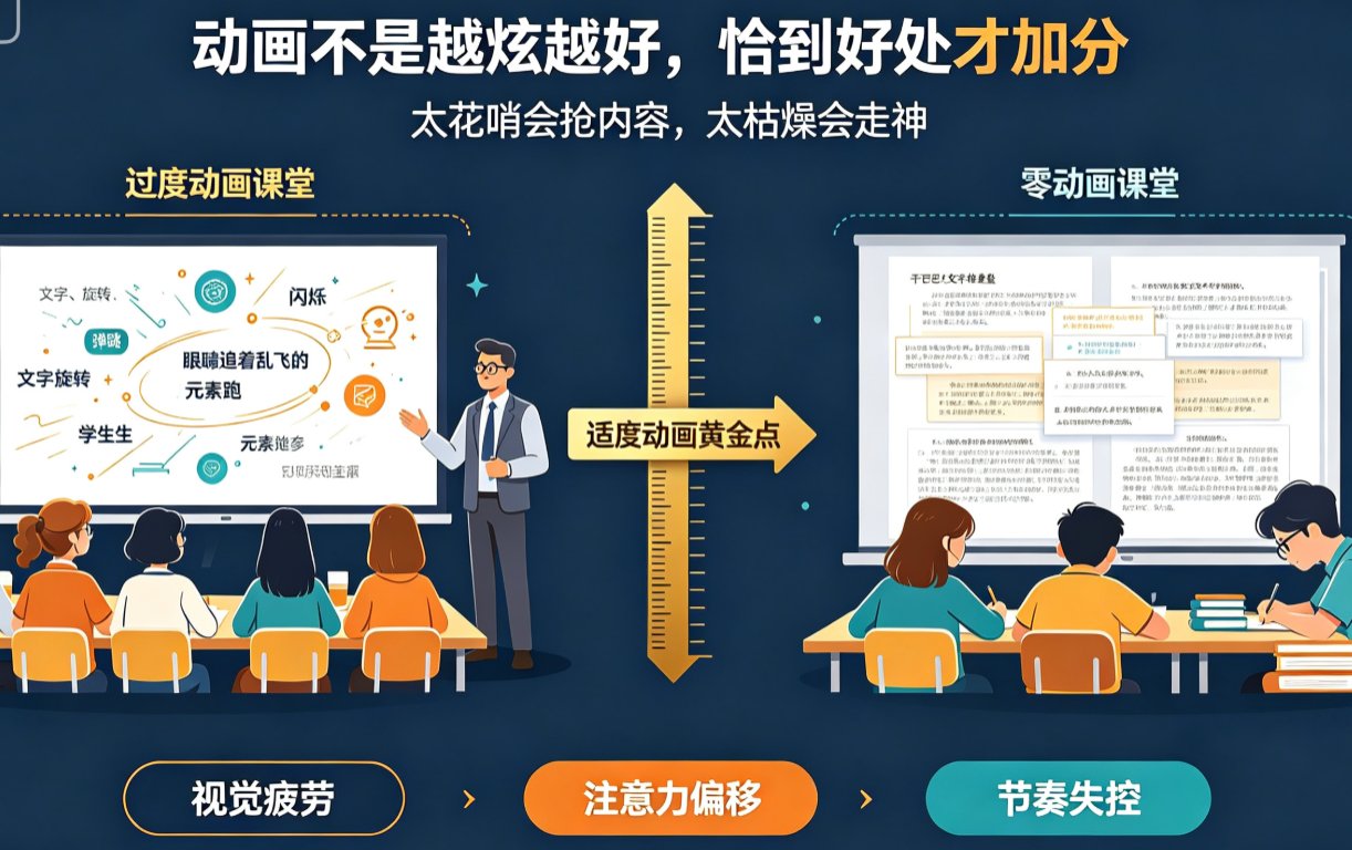 课件帮AI动画设置界面,显示“自动生成适度动画”按钮,以及动画强度滑块从“保守”到“活泼”共5档