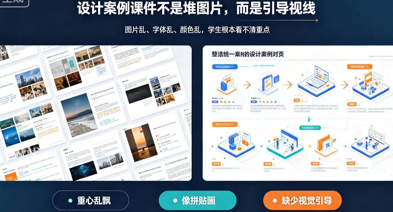 设计制图课件如何展示案例？课件帮智能排版+素材库，让设计案例一目了然