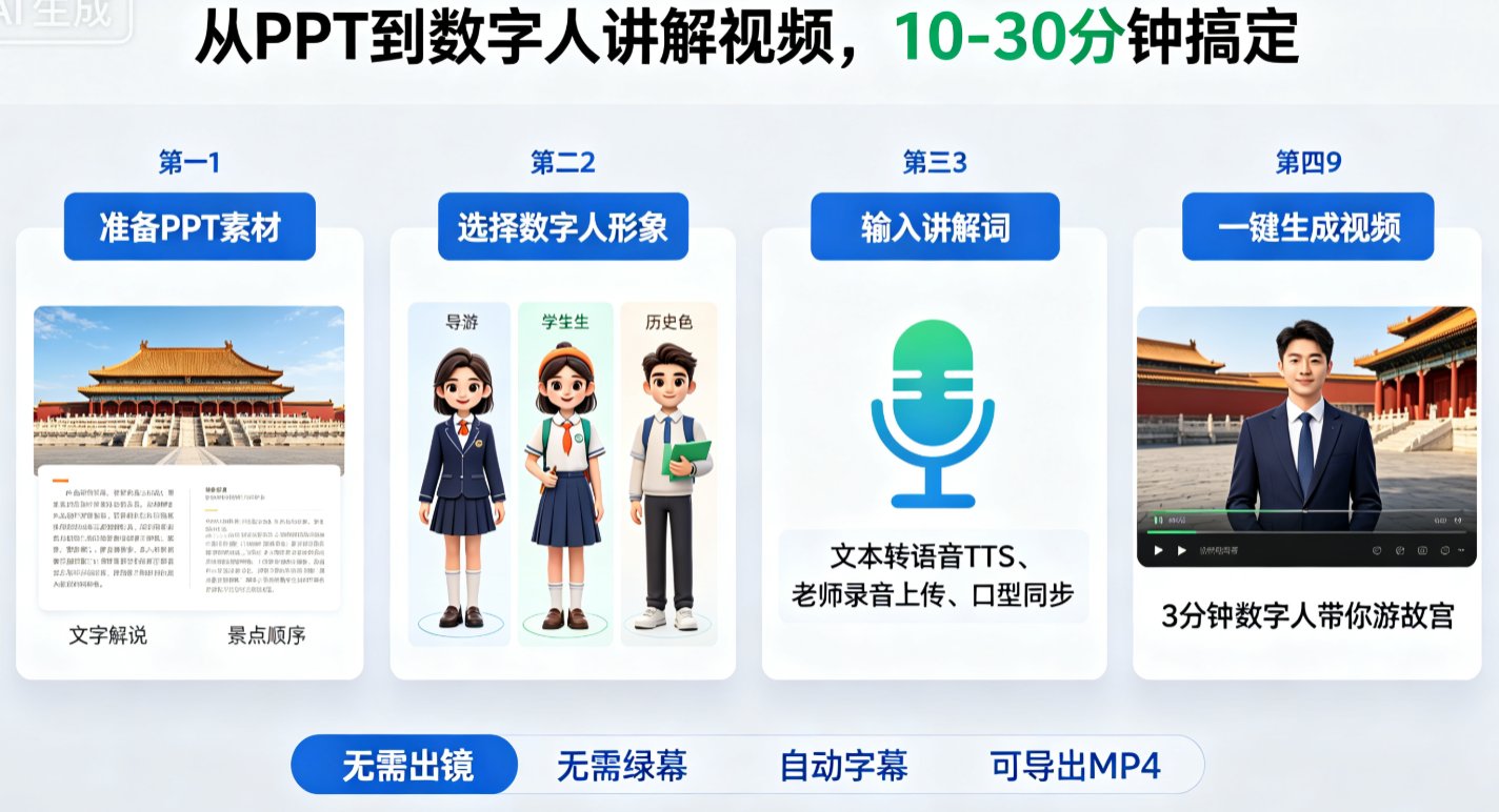 课件帮数字人播报界面,展示形象选择、文本输入、生成按钮