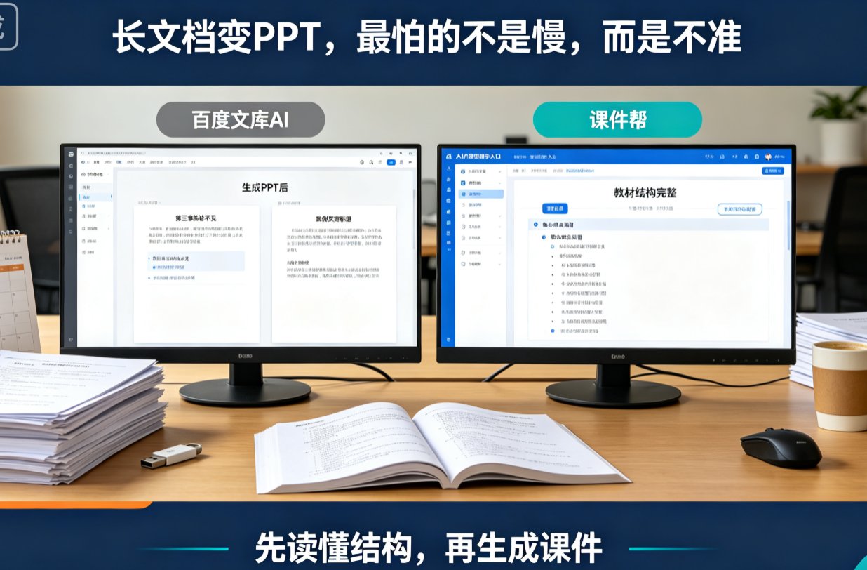课件帮 vs 百度文库AI：长文档生成PPT谁更精准？教师备课效率对比