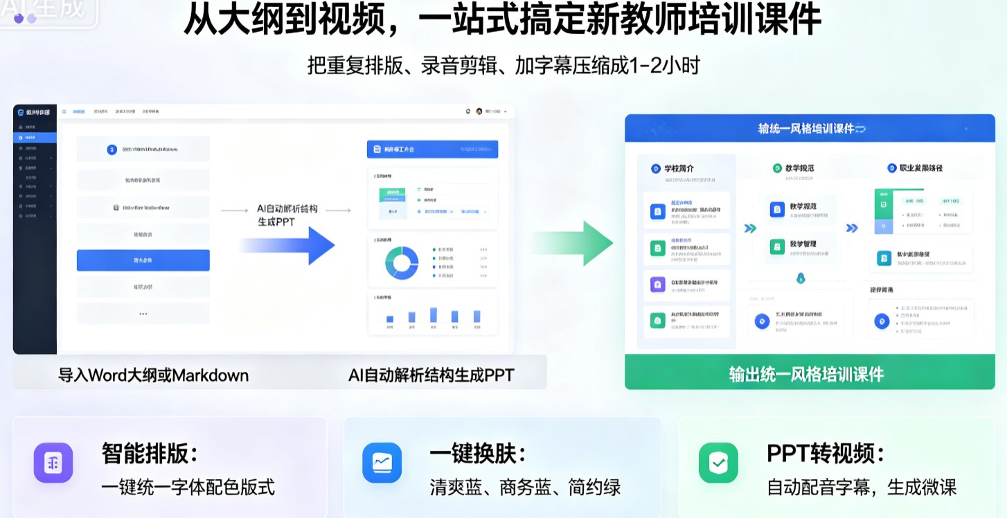 课件帮AI导入大纲界面，左侧是Word大纲，右侧是自动生成的PPT预览