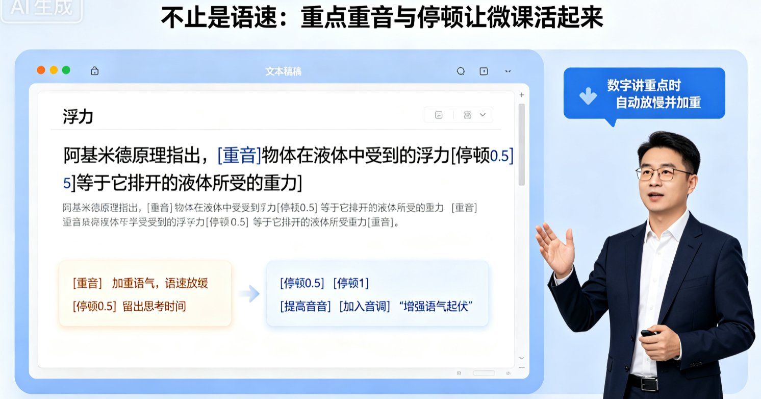 数字人微课语音语速怎么调？课件帮语速设置与重音添加技巧