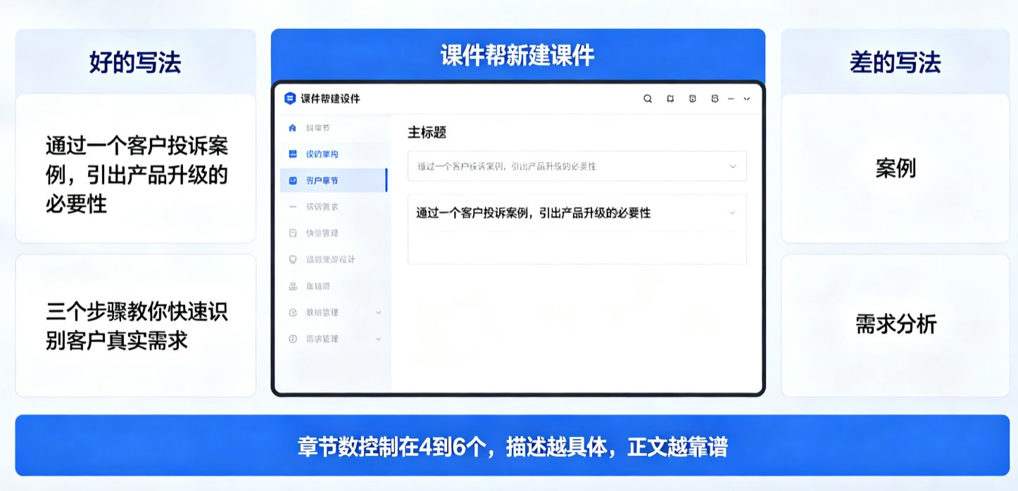 课件帮新建课件界面，显示章节输入框和示例描述