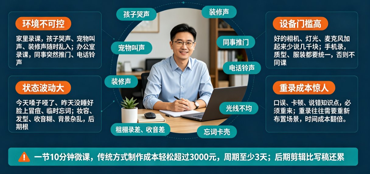 真人出镜录课环境差、重录成本高？课件帮数字人播报替代，专业稳定