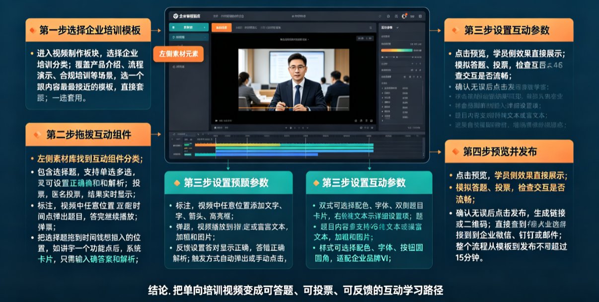 企业培训视频互动元素怎么加？课件帮4步内置选择题、投票与标注，提升学员参与度
