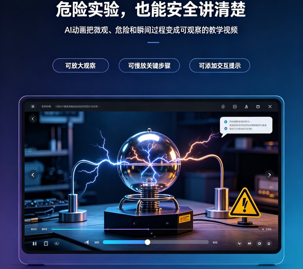 物理实验危险操作怎么演示？课件帮AI动画模板+安全提示，3步生成仿真实验微课