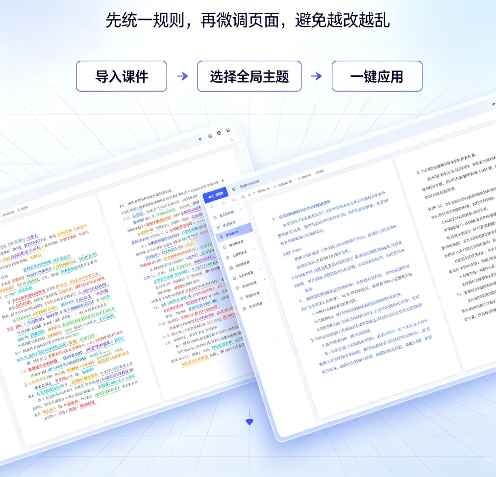 如何用课件帮智能排版一键统一全校课件风格？从主题色到字体规范