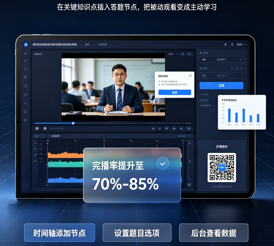 企业培训视频互动设计难？课件帮4步内置测验+投票，学员参与度飙升
