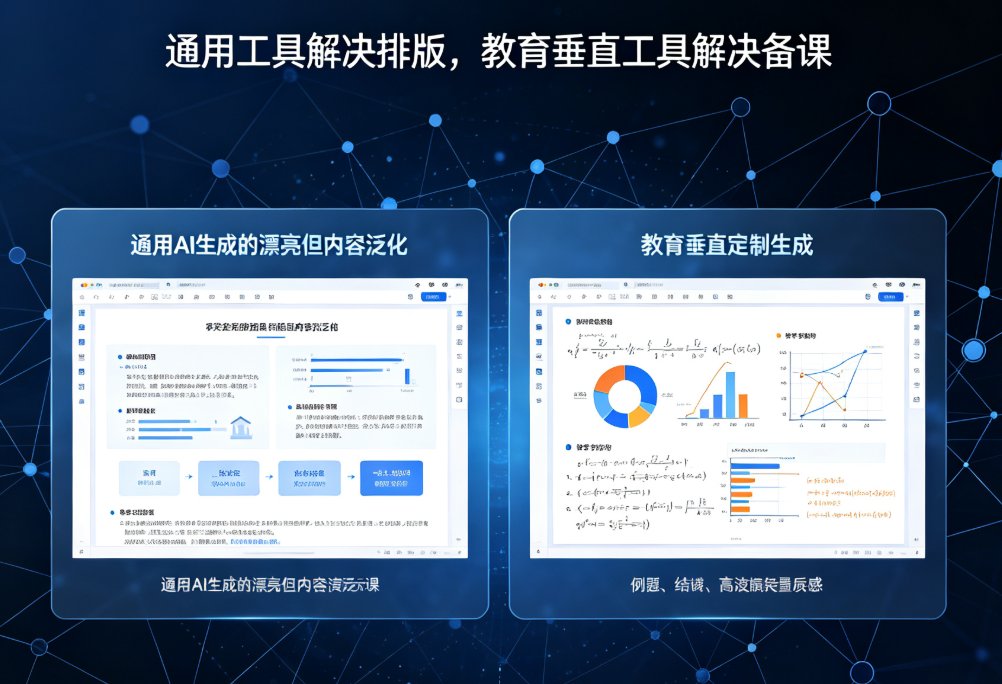 通用工具与课件帮生成的同一学科课件对比，展示内容准确性和结构差异