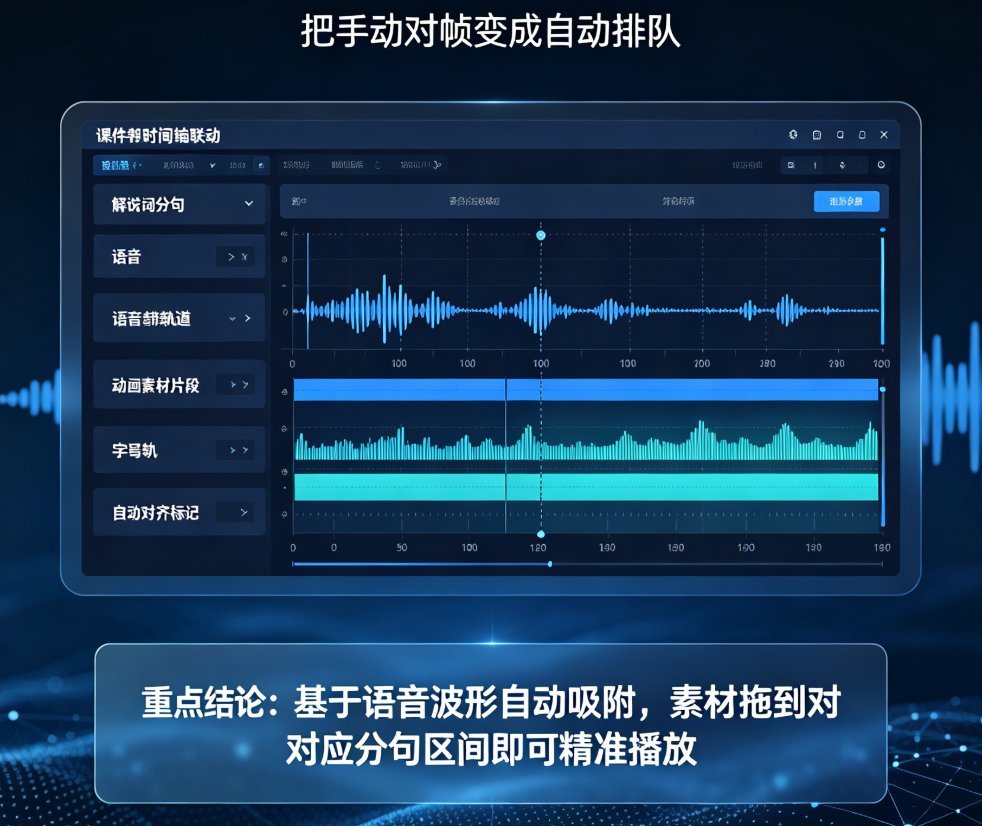 知识科普视频AI解说词与动画如何自动同步？课件帮时间轴联动技巧