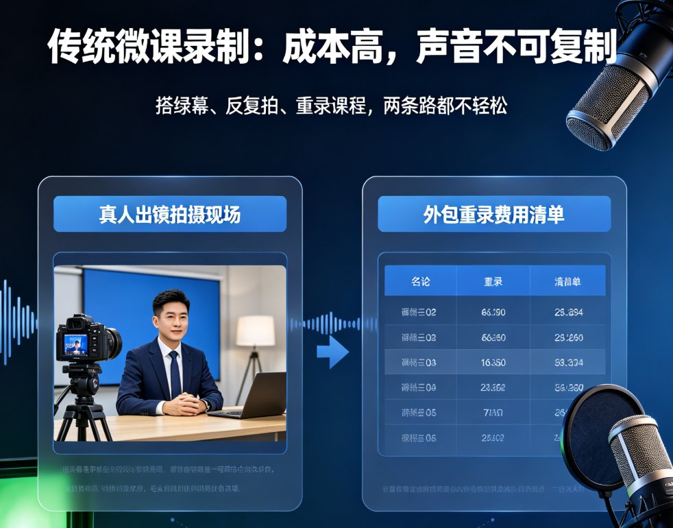 课件帮声音复刻功能界面,展示录音进度条与克隆成功提示