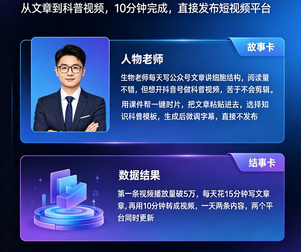 课件帮一键成片生成的视频效果预览,展示竖版视频画面和字幕