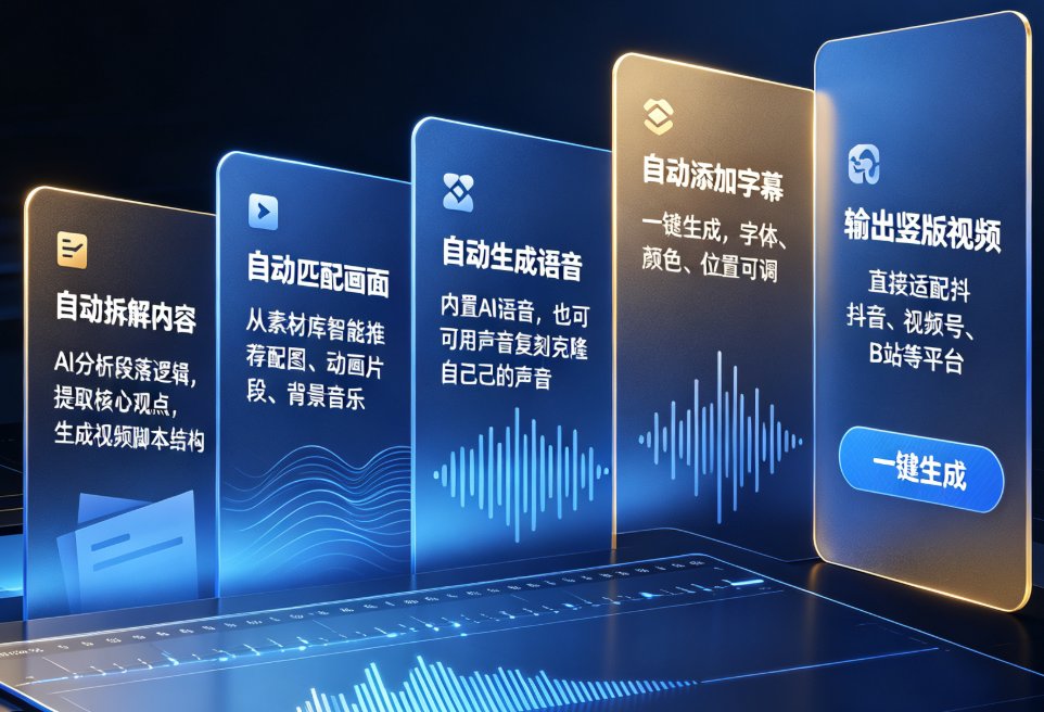 课件帮图文转短视频操作界面，左侧是文字输入区，右侧是视频预览，下方有“一键生成”按钮