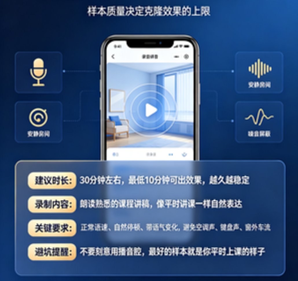 教师声音复刻实操：如何用课件帮克隆自己的声音，让数字人微课更自然？