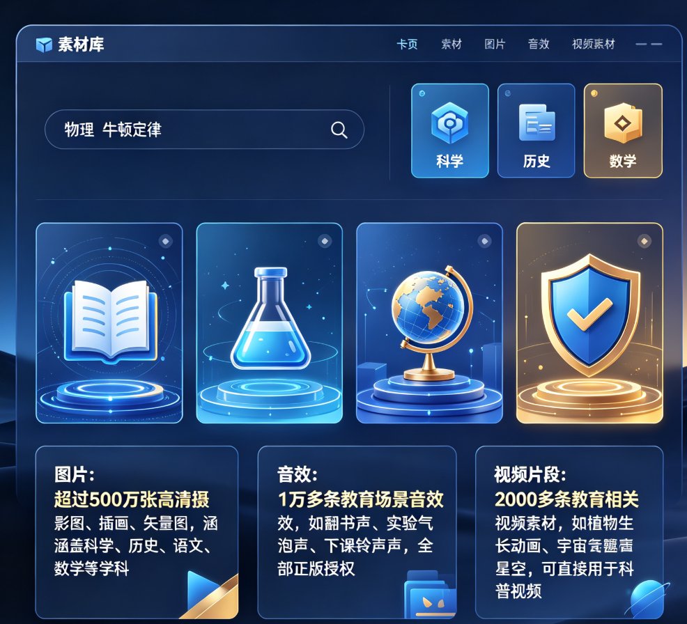 课件帮素材库界面，左侧搜索框，右侧按学科分类展示