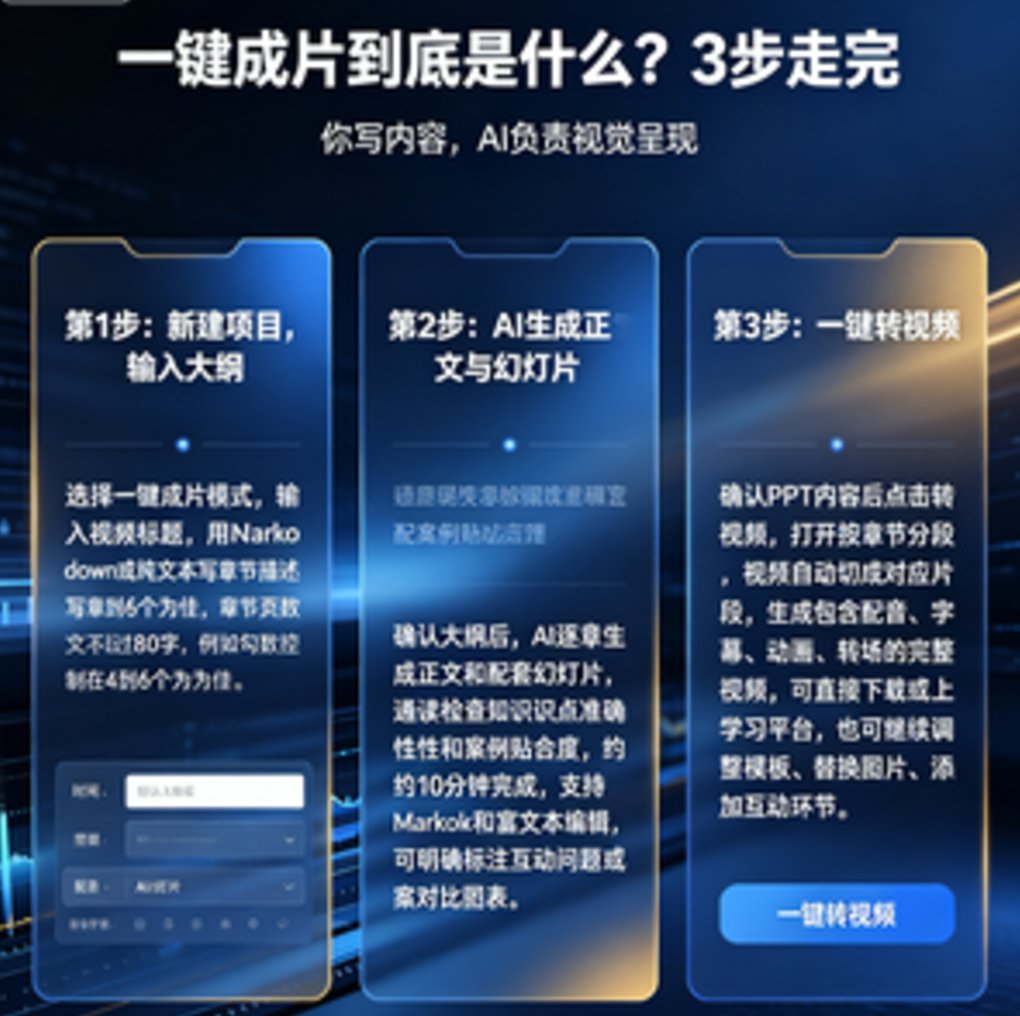 一键成片：输入文字描述自动生成视频，课件帮让短视频制作像发朋友圈一样简单