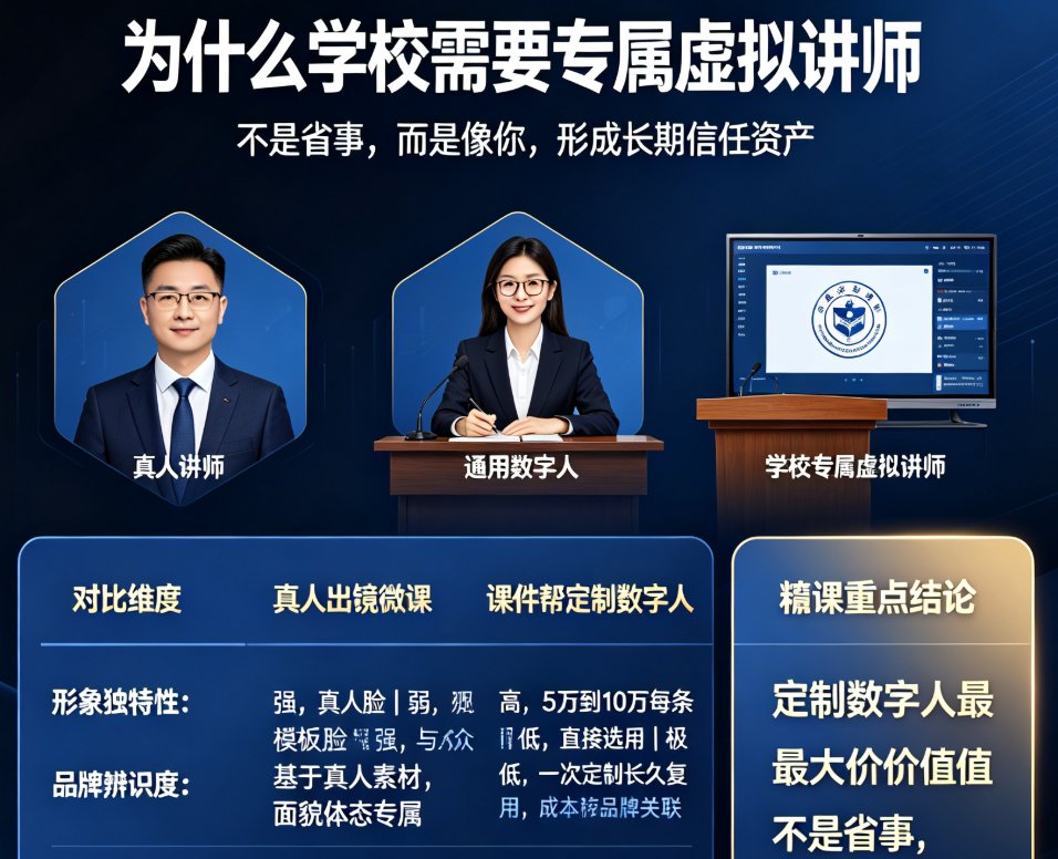 学校想打造专属虚拟讲师？课件帮数字人定制上传照片即可生成，成本直降90%