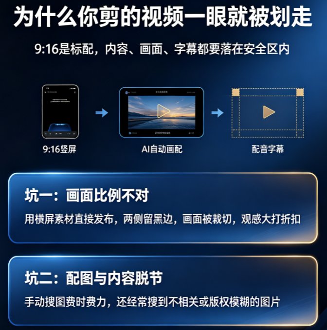 课件帮图文短视频编辑界面，显示AI自动匹配画面和字幕