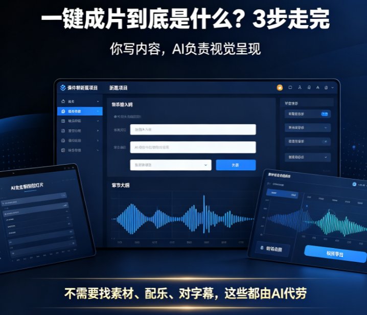 没素材也能做视频？课件帮一键成片：输入文字自动匹配画面配音