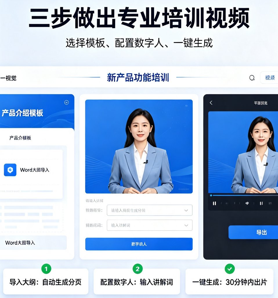 企业培训视频制作成本高？课件帮数字人播报+模板库，零基础快速出片