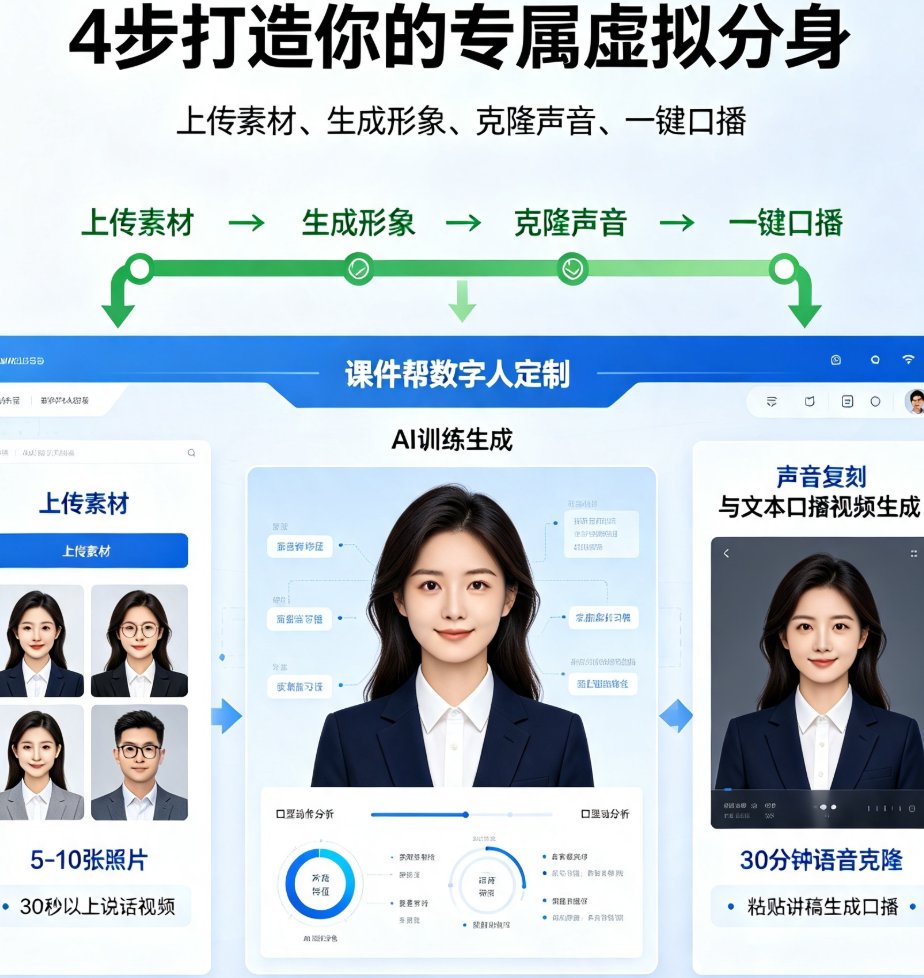 教师个人IP如何打造？课件帮声音复刻+数字人定制，让老师拥有专属虚拟分身