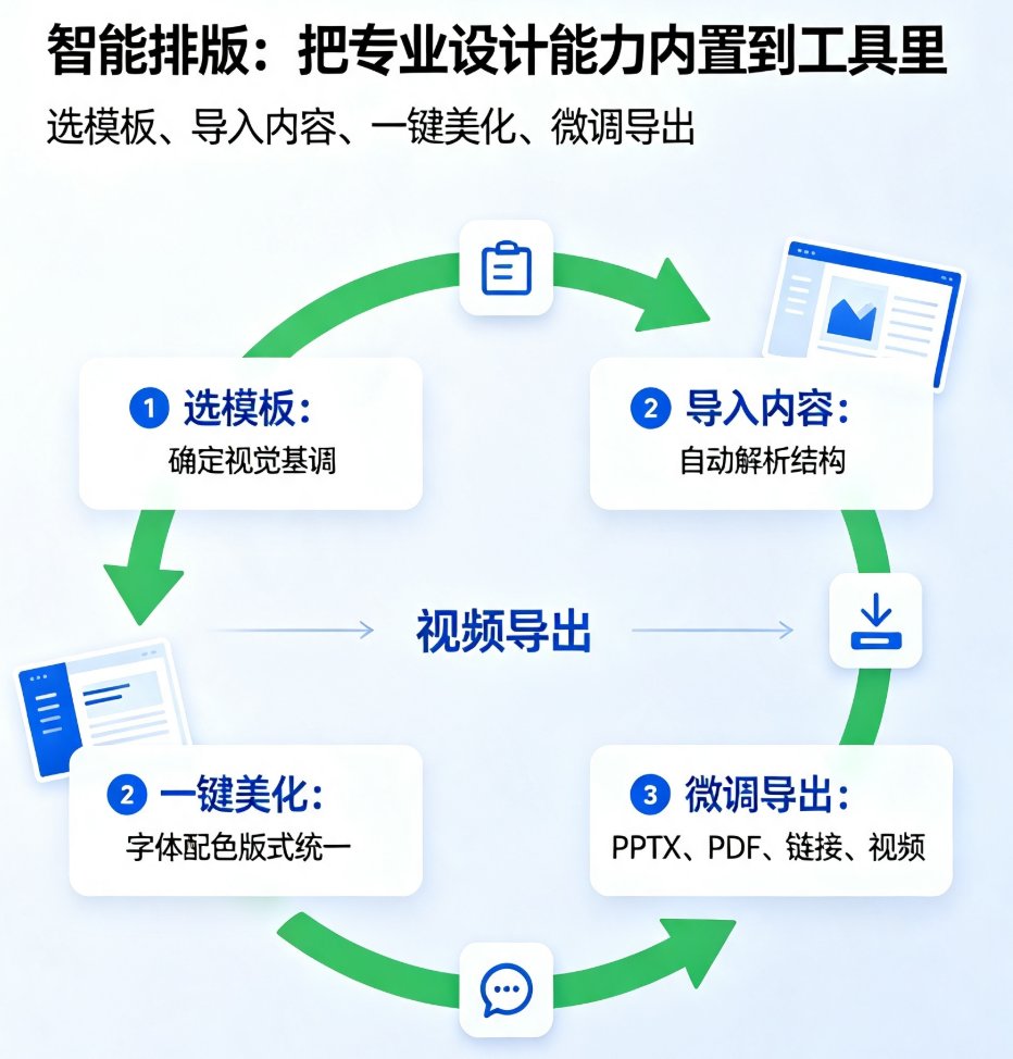 课件帮智能排版界面,左侧模板列表、中间预览区、右侧调整面板