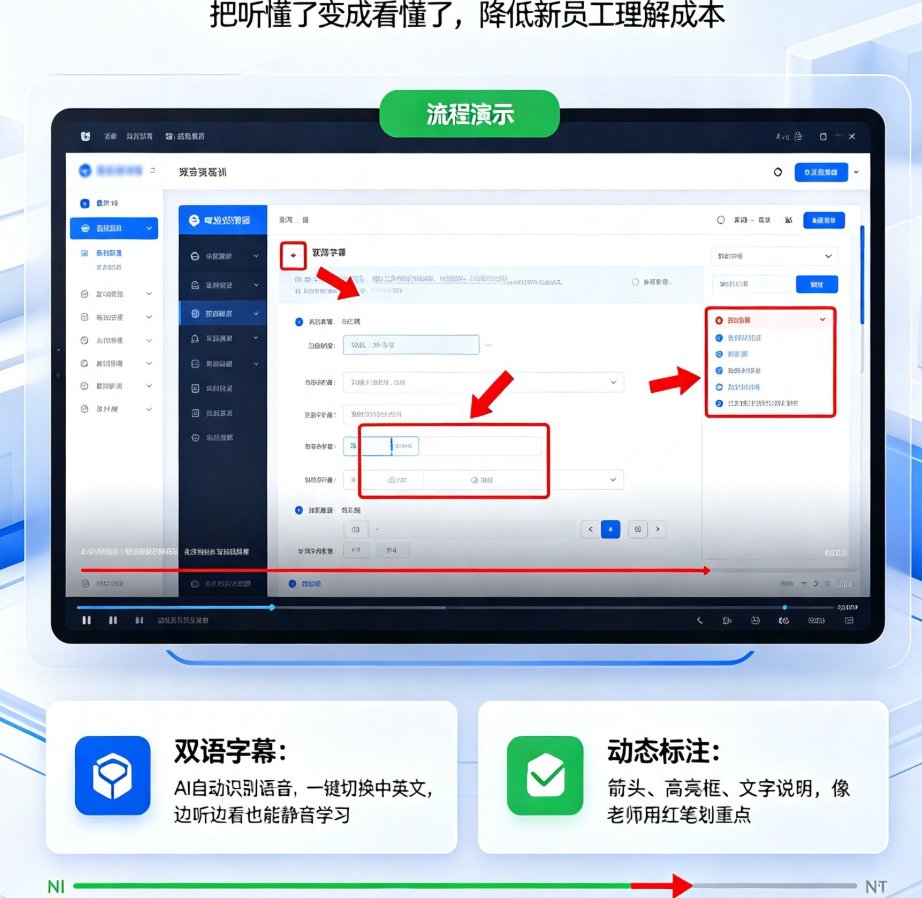 企业培训流程演示视频怎么做？课件帮场景模板+字幕标注，新人秒懂