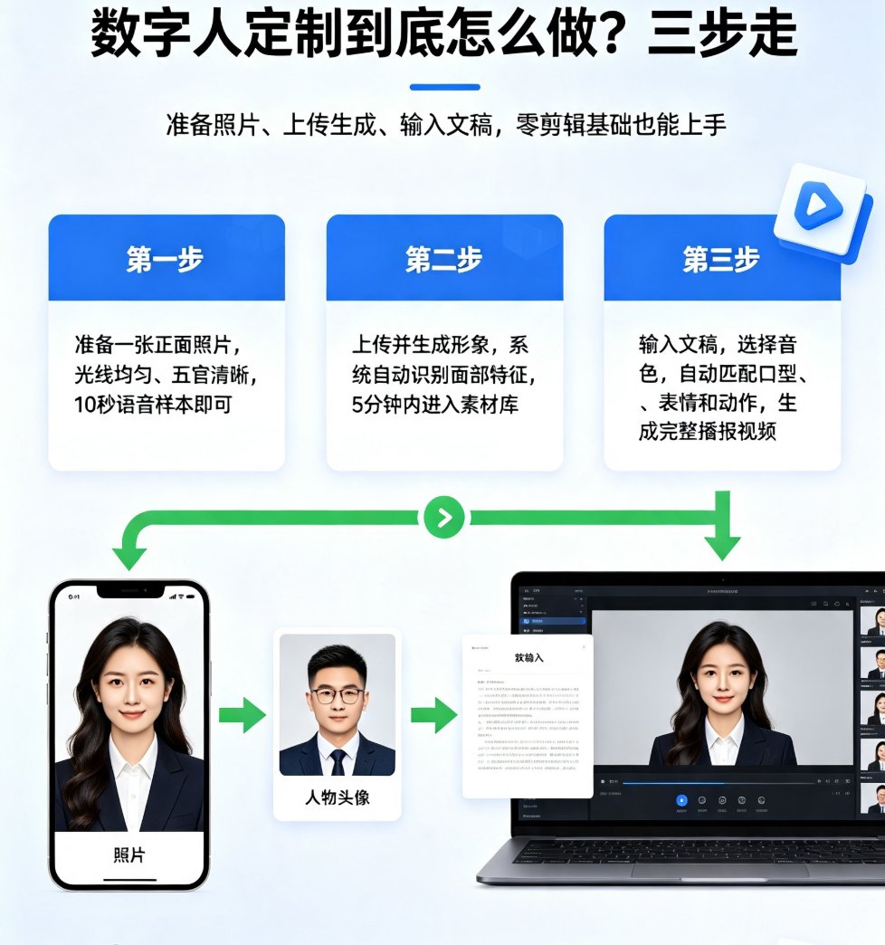 课件帮数字人定制界面，左侧为照片上传区，右侧为生成后的虚拟形象预览