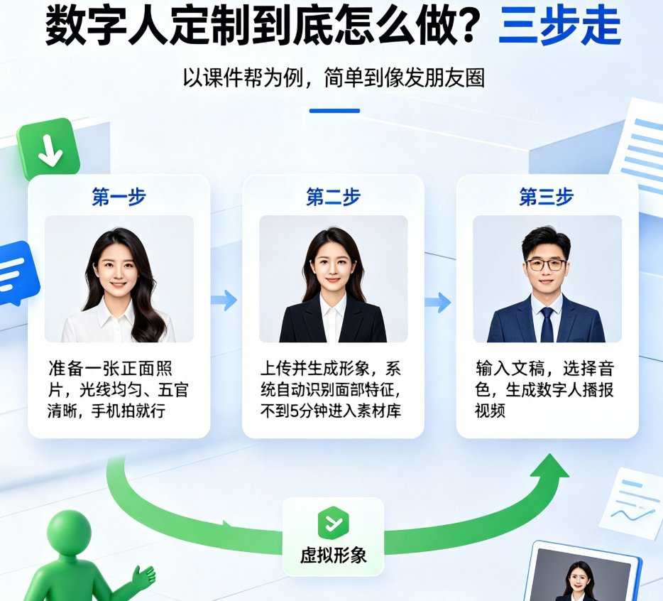上传照片就能生成专属数字人？课件帮数字人定制让教师无需出镜做微课