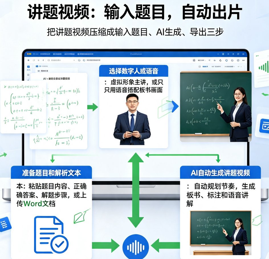 讲题微课不会加板书？课件帮AI自动生成板书与语音讲解