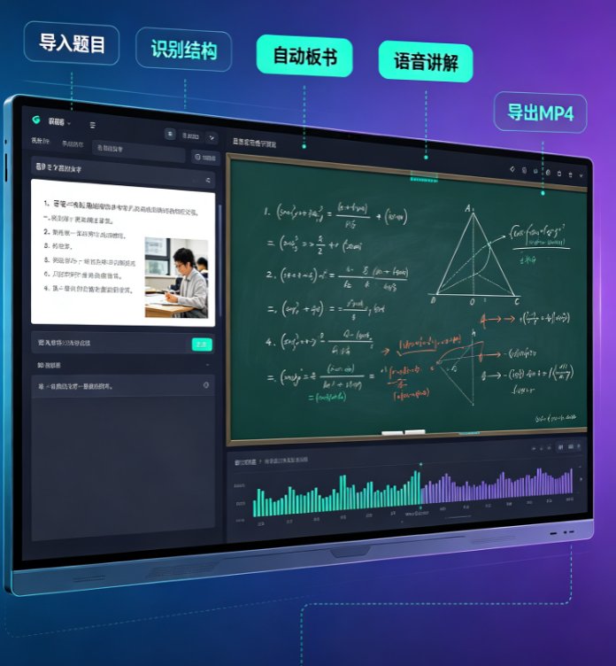讲题视频怎么录才清晰？课件帮AI自动生成板书和语音讲解