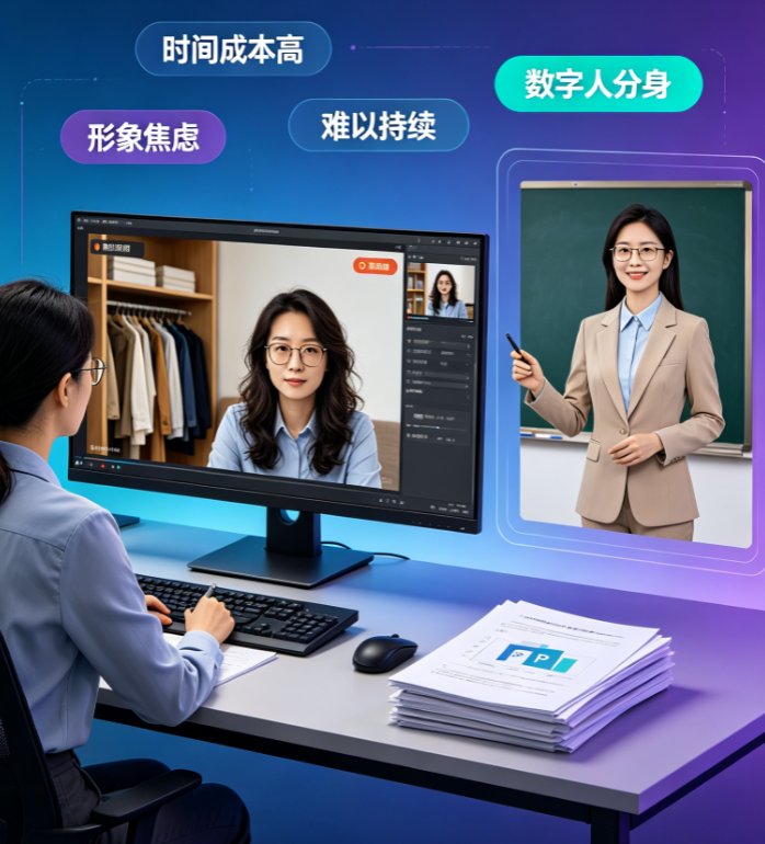 课件帮数字人定制操作界面,展示上传照片、选择形象、生成视频的步骤