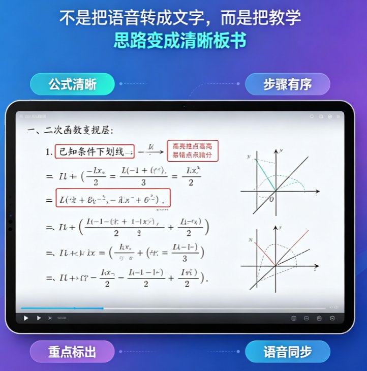 数学老师还在手动录讲题视频？AI自动生成带板书微课10分钟搞定