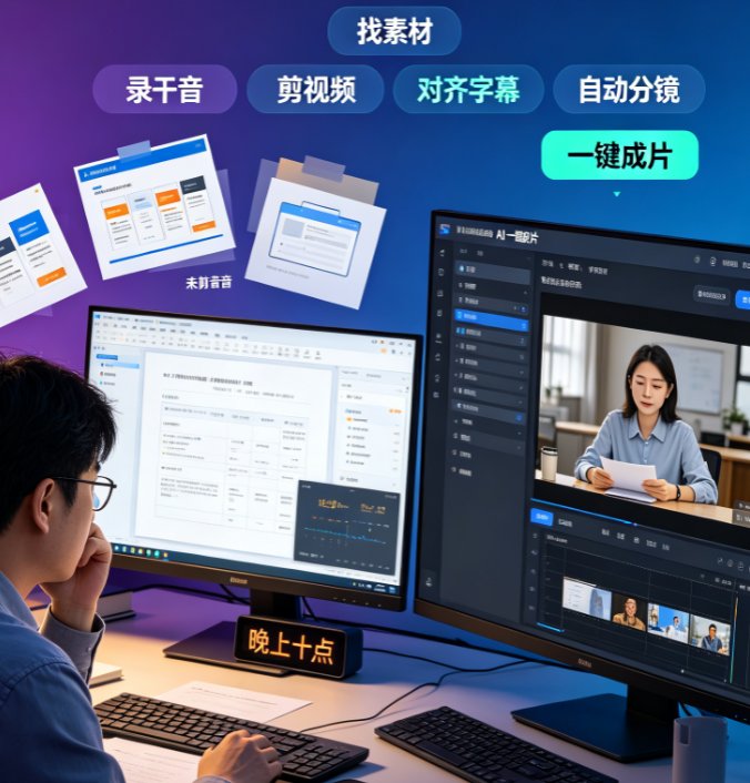 一键成片怎么用？输入文字自动生成完整教学视频全流程