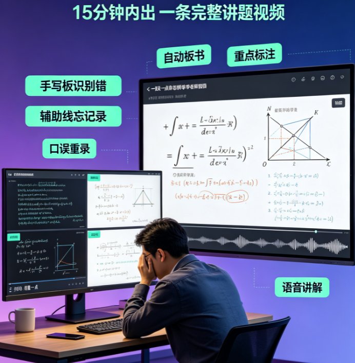 讲题视频制作太费劲？课件帮AI自动生成板书和语音讲解
