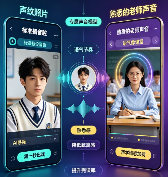 教师声音太普通？声音复刻让AI数字人用你的音色讲课