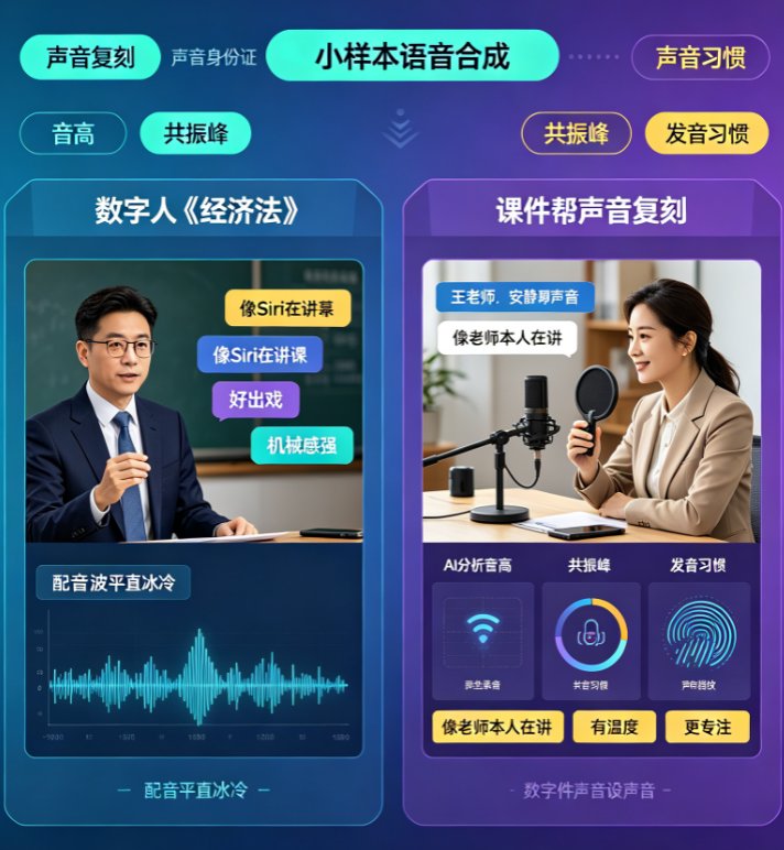 微课配音没感情？课件帮声音复刻，用教师本人声音生成数字人口播