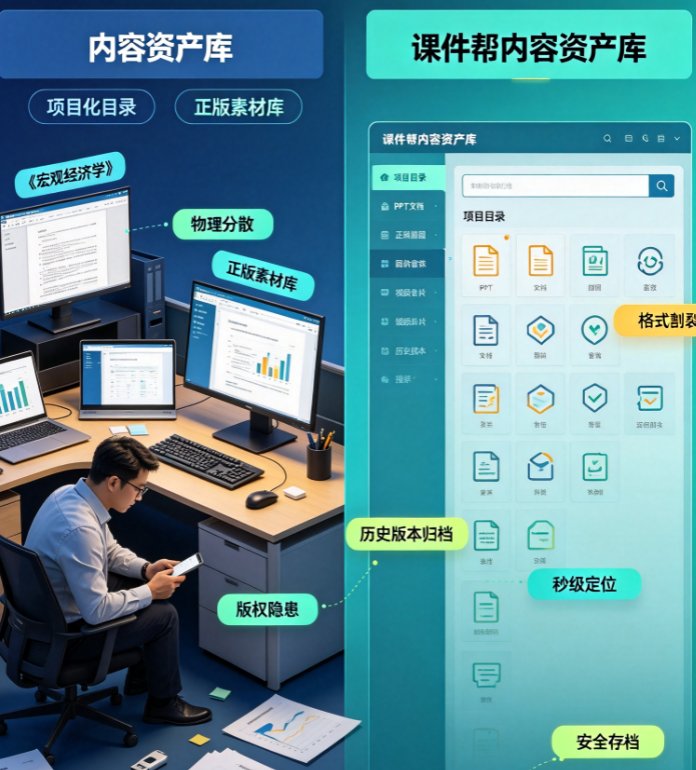 散落资源一键归档，课件帮素材库+私有化部署让每份课件都跑不出自己的体系