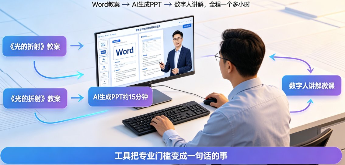 课件帮将Word教案自动转换为物理课PPT的阶段截图，展示左侧大纲右侧成品
