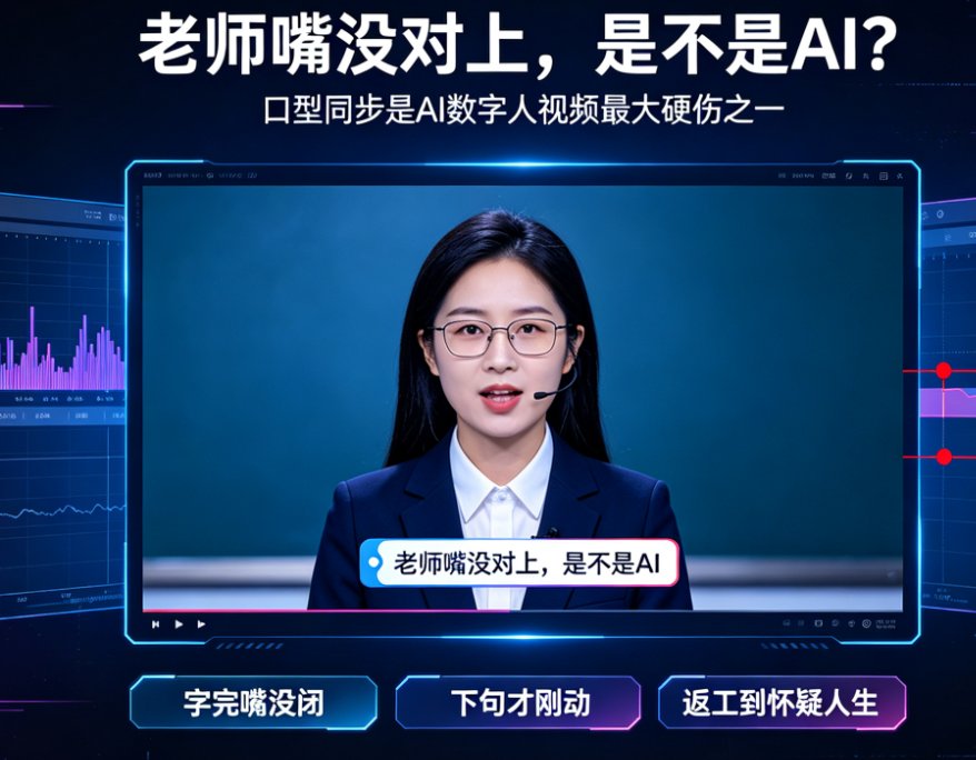 音轨波形与口型关键帧错位对比示意图