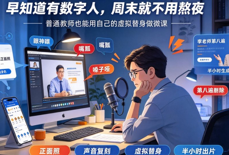 课件帮数字人定制上传素材界面的示意图，图片展示照片和视频两种上传入口，以及左侧的素材要求提示栏