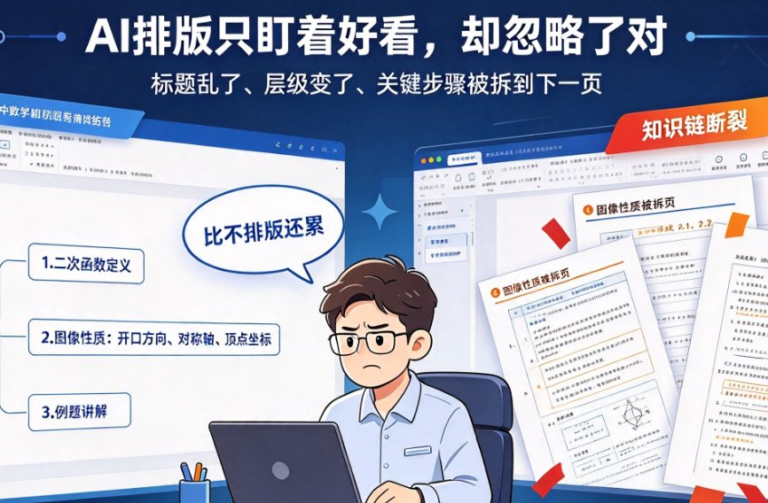课件帮智能排版界面，左侧显示原文层级树，右侧实时预览排版效果，突出“结构锁定”标记