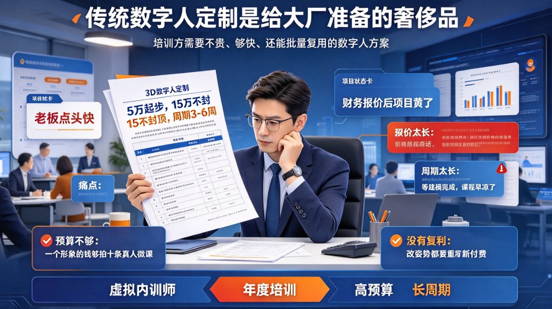 课件帮数字人形象库管理界面，左侧展示多个不同岗位风格数字人卡片